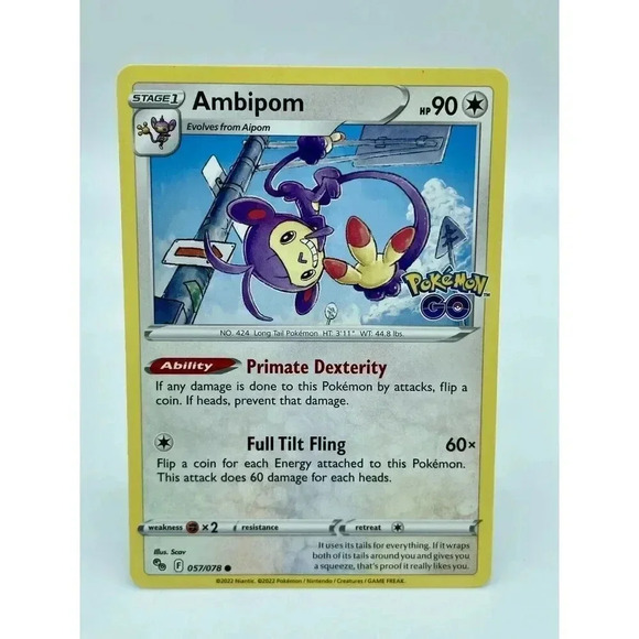 Ambipom 057/078 Stamped‎ Pokémon GO Non-Holo Pokémon TCG Mint Unplayed - Picture 1 of 6